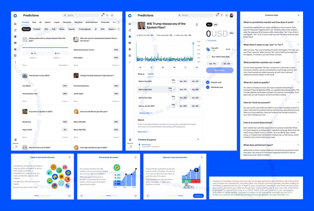 Kalshi가 지원하는 Coinbase 구축 예측 시장 플랫폼, 유출된 스크린샷 쇼