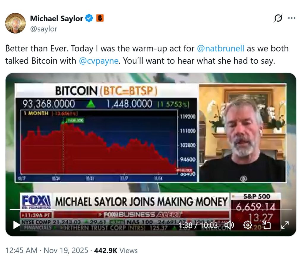"비트코인은 그 어느 때보다 강력합니다": Saylor, 월스트리트의 변동성 증가 주장 거부