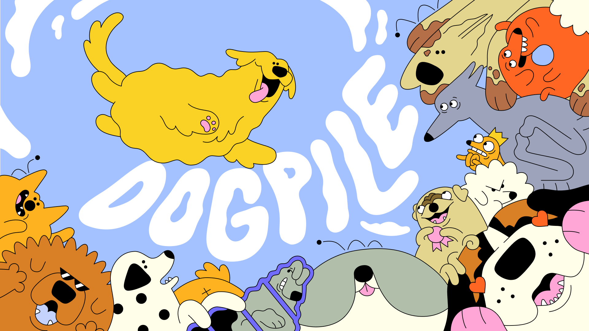 Dogpile의 퍼즐에는 Balatro, Tetris 및 강아지 더미가 혼합되어 있습니다