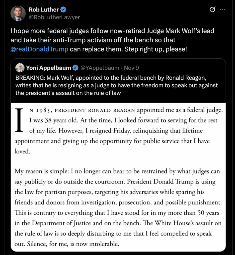 레이건 판사가 #저항을 이끌기 위해 사임