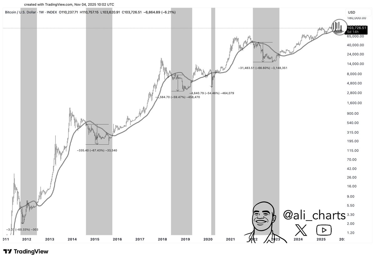 역사에 따르면 이 주요 지지가 유지되지 않으면 비트코인(BTC)이 60% 하락할 수 있습니다