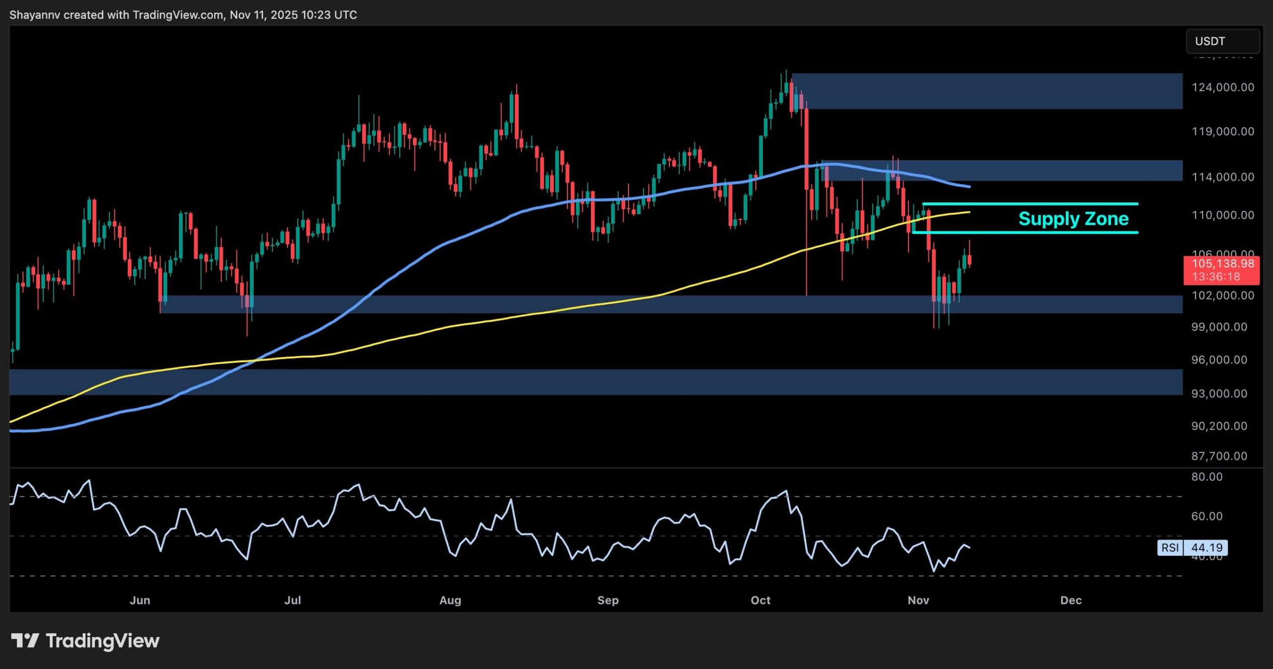 비트코인 가격 분석: BTC는 약한 반등으로 인해 여전히 10만 달러 이하 하락 위험에 처해 있습니다